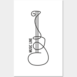 MUSIC LINE (black) Posters and Art